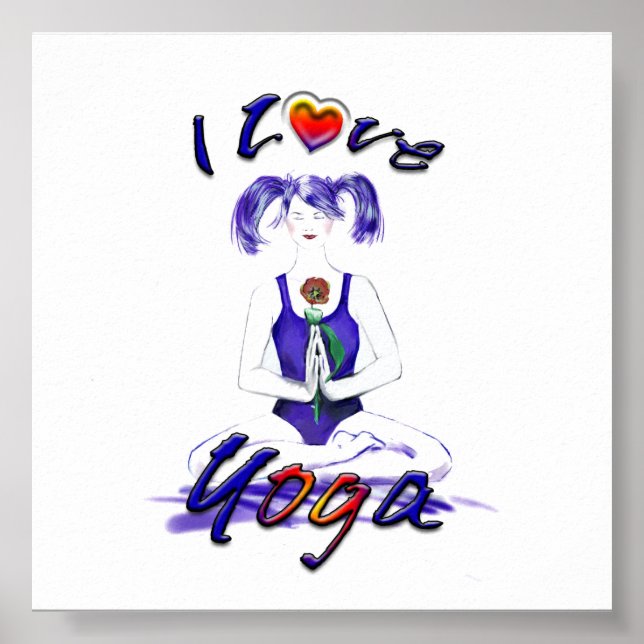 Affiches J'Aime Le Yoga-Lotus Pose (Devant)