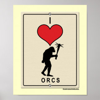 Affiches J'Aime Les Orcs