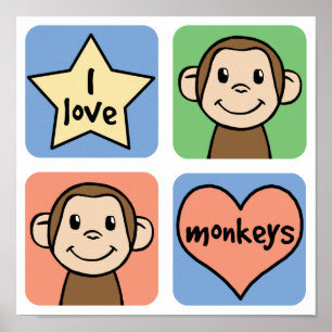 Affiches J'Aime Les Singes