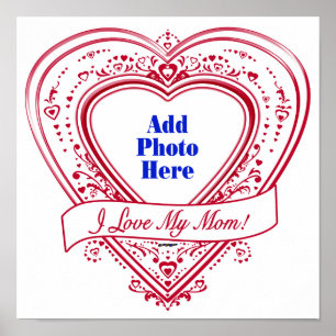 Affiches J'Aime Ma Maman ! Photo Red Hearts