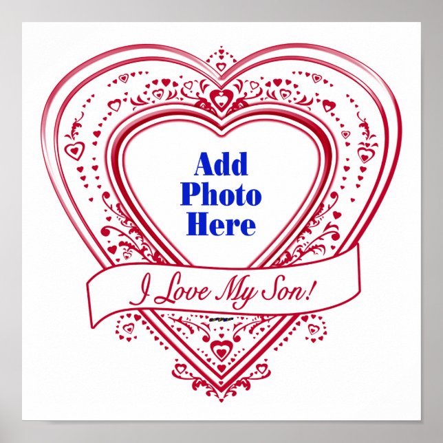 Affiches J'Aime Mon Fils ! Photo Red Hearts (Devant)