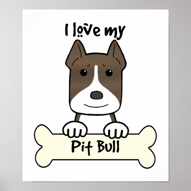 Affiches J'Aime Mon Pitbull (Devant)