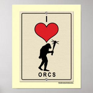 Affiches J'aime Orcs