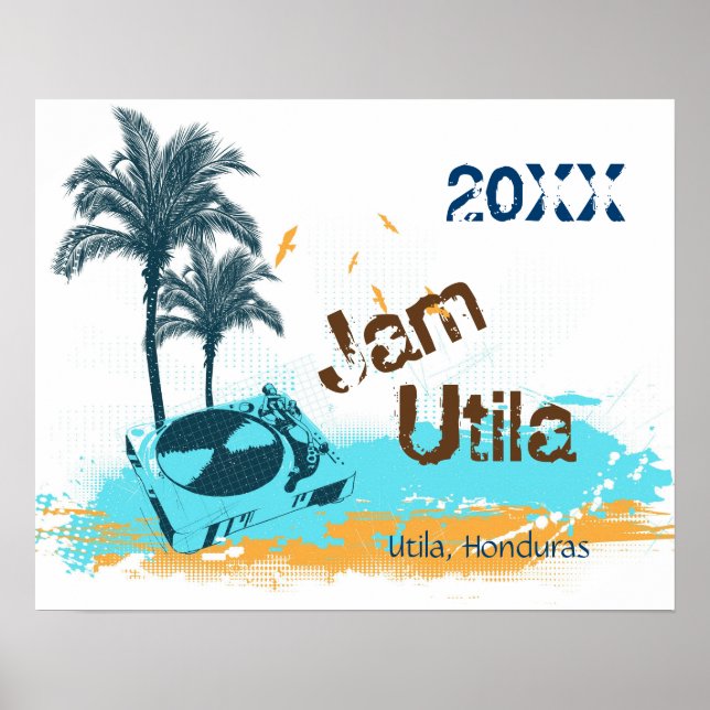 Affiches Jam Utila Honduras Tropical Concert (Devant)