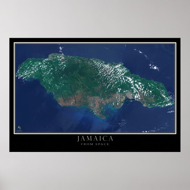 Affiches Jamaïque - Carte satellite spatiale (Devant)