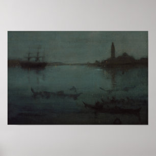 Affiches James Whistler - Nocturne en bleu et argent