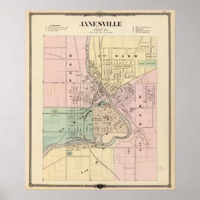 Affiches Janesville, siège du comté de Rock Co (Devant)