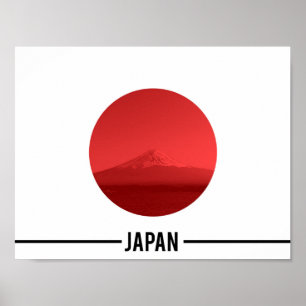 Affiches Japanese Flag - Mount Fuji, Japan