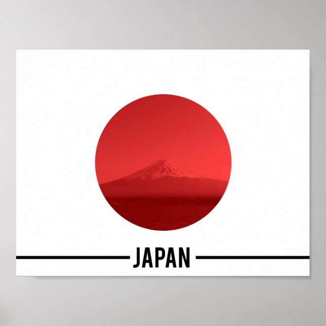 Affiches Japanese Flag - Mount Fuji, Japan (Devant)