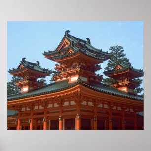 Affiches Japon, Kyoto, Temple coloré Heian Jingu,