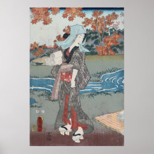Affiches Japonais Ukiyo-e Momiji à l'onna par Kunisada