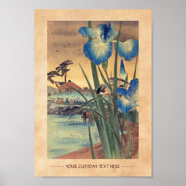 Affiches Japonais vintage ukiyo-e iris bleu (Devant)