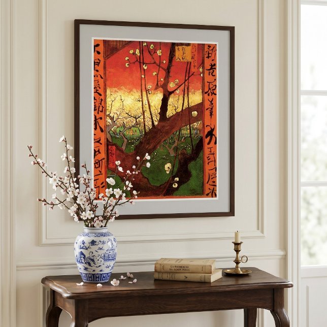 Affiches Japonisme : Prunier en fleurs par Vincent van Gogh (Japonaiserie: Flowering Plum Tree (after Hiroshige) by Vincent van Gogh is a post impressionism art.)