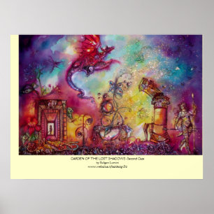 AFFICHES JARDIN DES OMBRES PERDUES -DRAGON ROUGE VOLANT