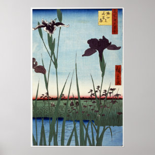 Affiches Jardin d'Iris d'Horikiri 1857 estampe japonaise su