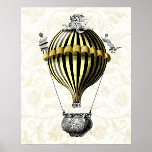 Affiches Jaune baroque de noir de ballon