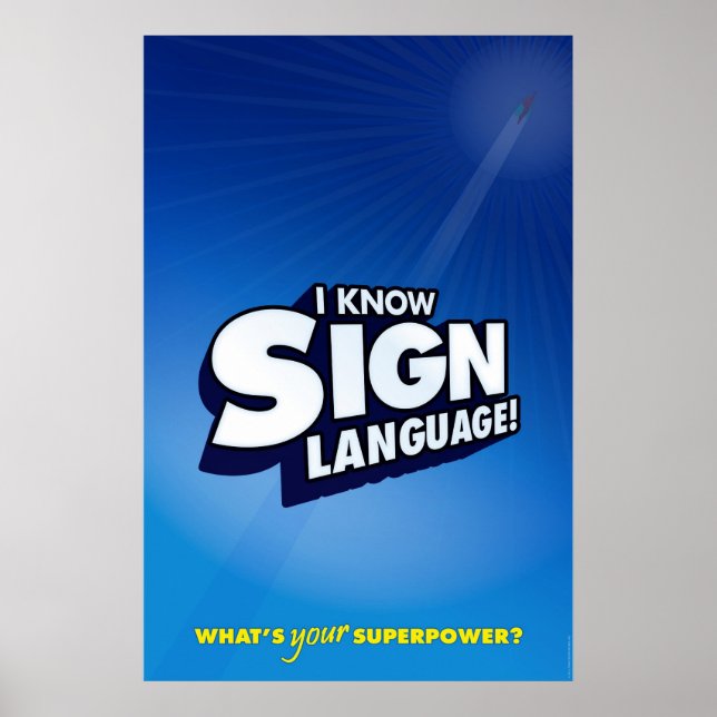Affiches Je connais la langue des signes. (ASL) (Devant)