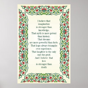 Affiches Je crois que l'imagination est une connaissance pl