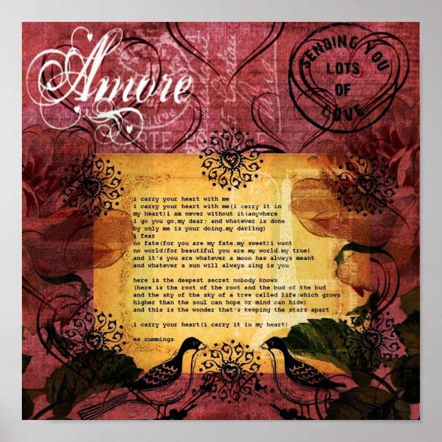 Affiches Je Porte Votre Coeur Original Mélange D'Art Média  (Devant)