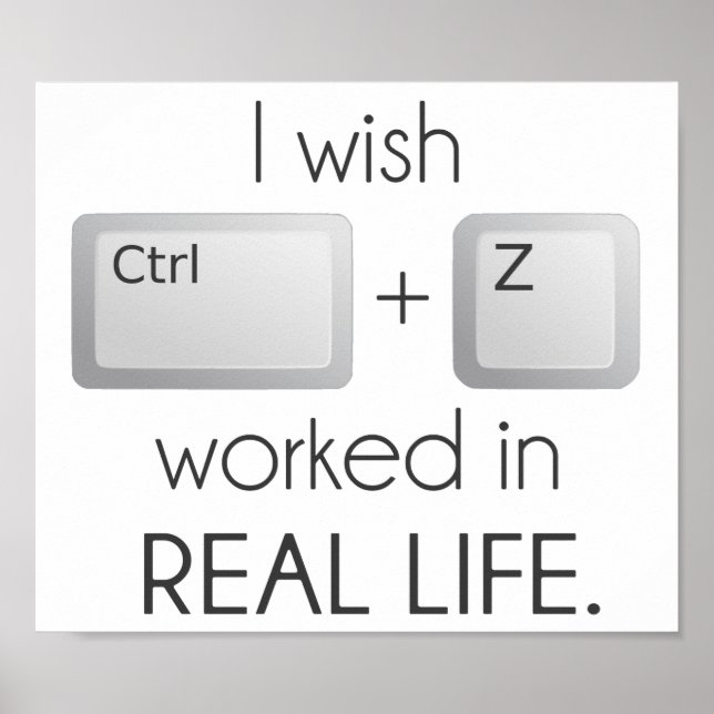 Affiches Je souhaite que Ctrl Z Travaille dans la vie réell (Devant)