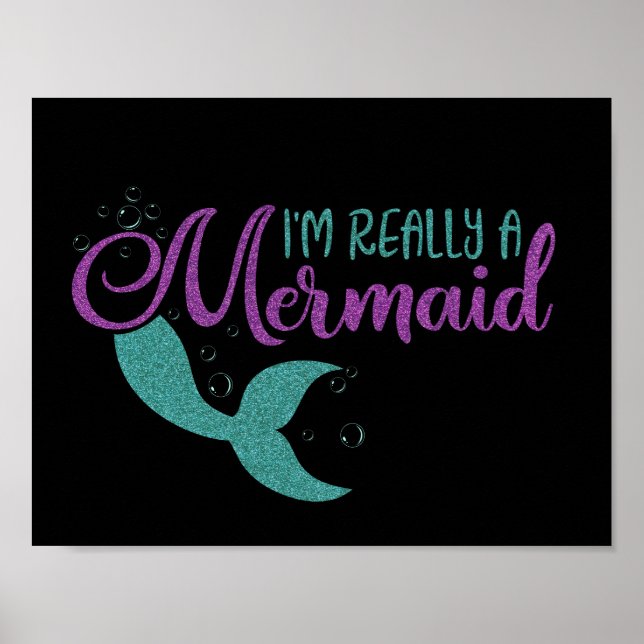 Affiches Je suis vraiment une Mermaid Purple Turquoise Part (Devant)