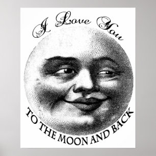 Affiches Je t'aime à la lune et au dos