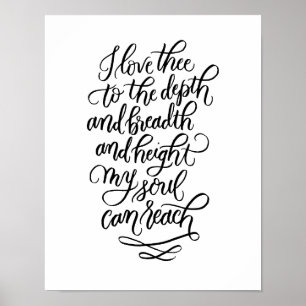 Affiches Je t'aime Poème écrit à la main en noir