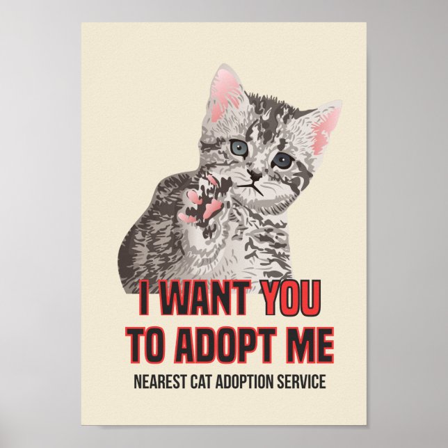 Affiches Je veux que vous m'adoptiez sur le service d'adopt (Devant)