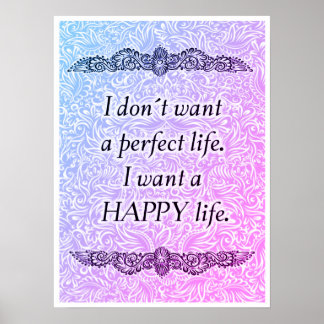 Affiches Je veux une vie heureuse - Citation positive