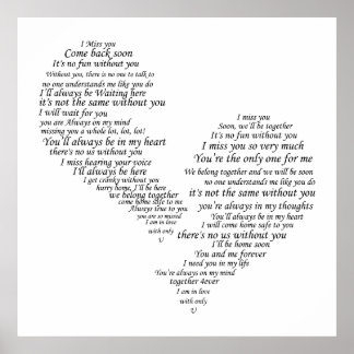 Affiches Je Vous Manque - Coeur Séparé Cassé