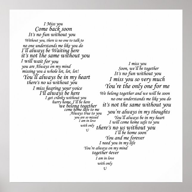 Affiches Je Vous Manque - Coeur Séparé Cassé (Devant)