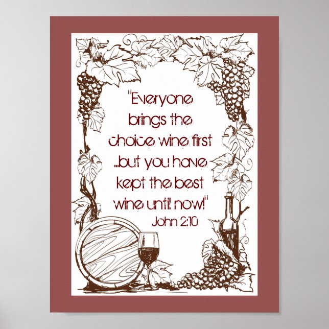 Affiches Jean 2:10 Vous avez gardé le meilleur vin jusqu'à  (Devant)