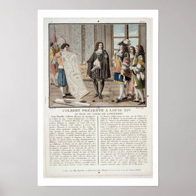Affiches Jean Baptiste Colbert (1619-83) présente la carte  (Devant)