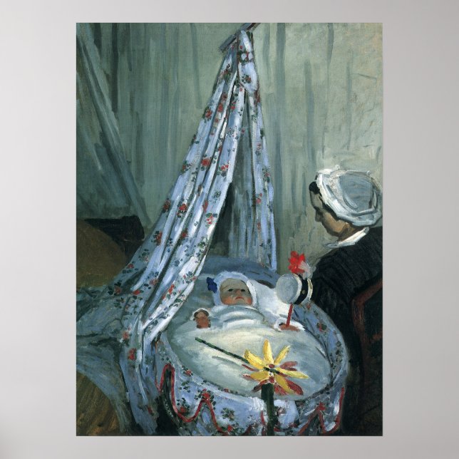 Affiches Jean Monet dans son berceau par Claude Monet (Devant)