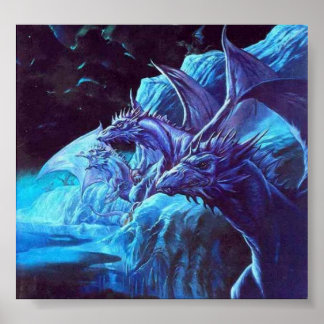 Affiches Jeff Easley - Inconnu - Dragons bleus sur le rivag