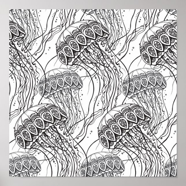 Affiches Jelly Fish Doodle 2 (Devant)