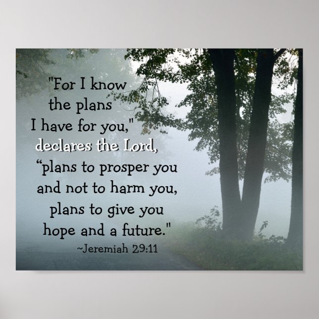 Affiches Jérémie 29:11 Car je connais les plans que j'ai po (Devant)