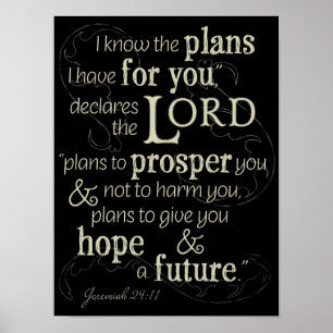 Affiches Jérémie 29:11 Je connais les plans que j'ai pour v