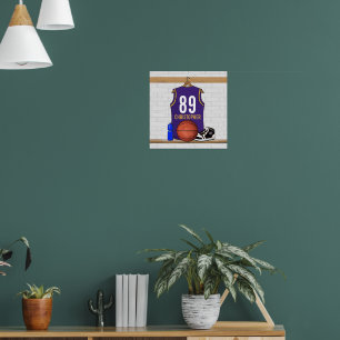 Affiches Jersey de basket-ball personnalisé violet et or