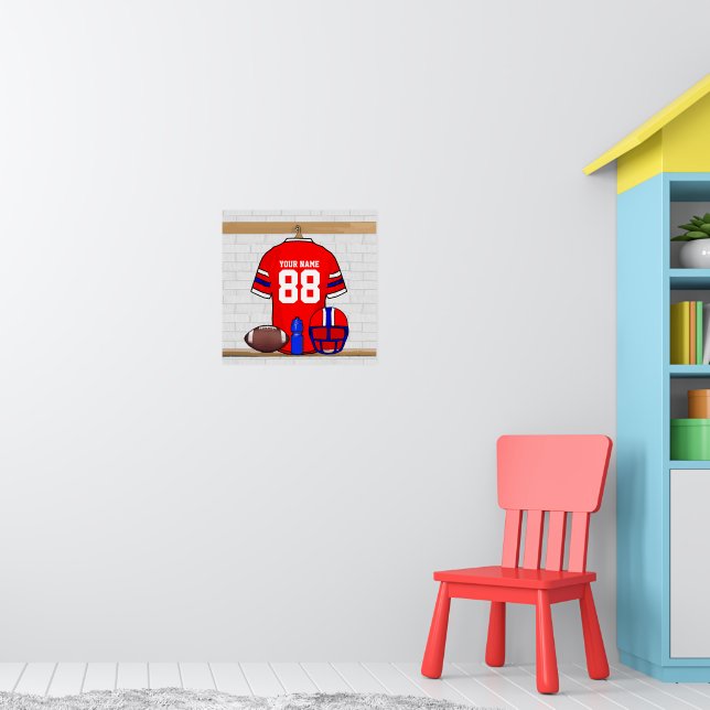 Affiches Jersey de football bleu blanc rouge personnalisé (Pépinière 1)