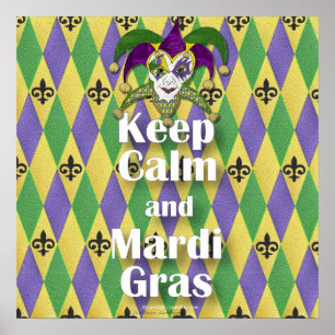 Affiches Jester Mask Keep Calm and Mardi Gras