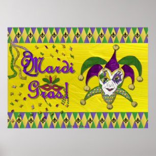 Affiches Jester Mask Mardi Gras Arlequin