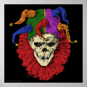 Affiches Jester Skull Scary Goth Mardi Gras Clown