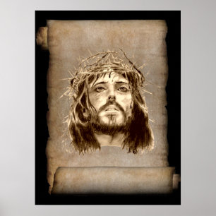 Affiches Jésus-Christ Couronne d'épines sur le rouleau
