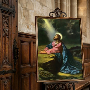 Affiches Jésus-Christ vintage priant, jardin de Gethsémani