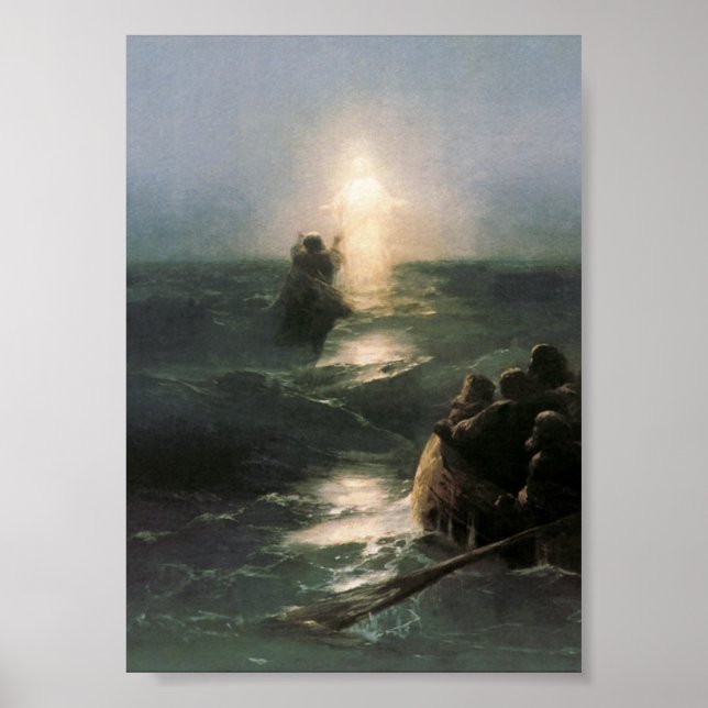 Affiches Jésus marchant sur les mers tempétueuses (Devant)