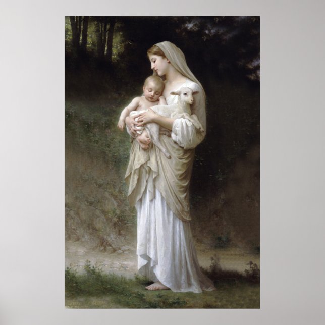 Affiches Jésus, Marie et l'agneau grand. (Devant)