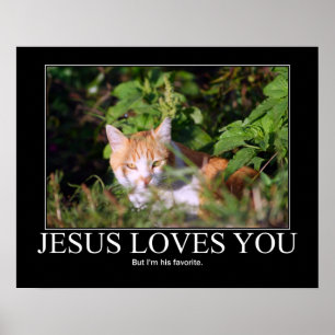 Affiches Jésus t'aime Chat