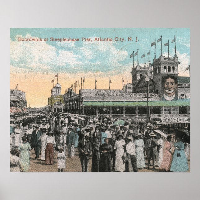 Affiches Jetée Steeplechase, Atlantic City 1915 Vintage (Devant)