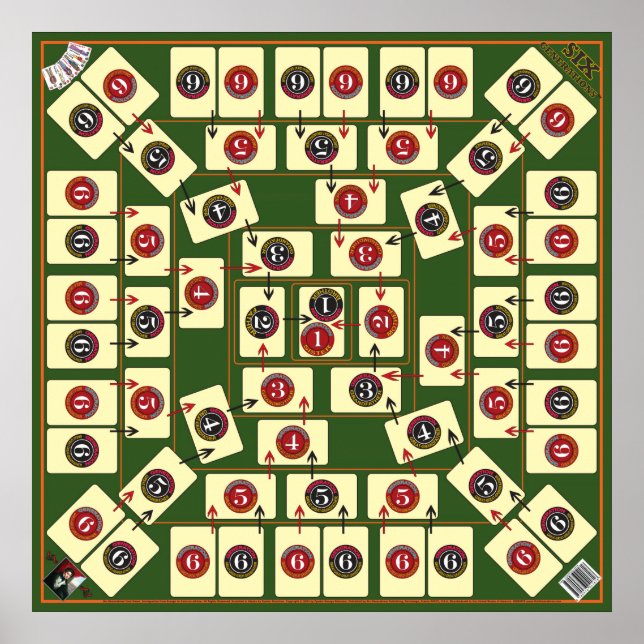 Affiches Jeu de cartes de cartes de six générations - Carte (Devant)